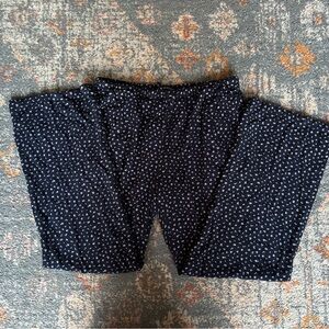 Brandy Melville Navy Blue Printed Wide-Leg Pants